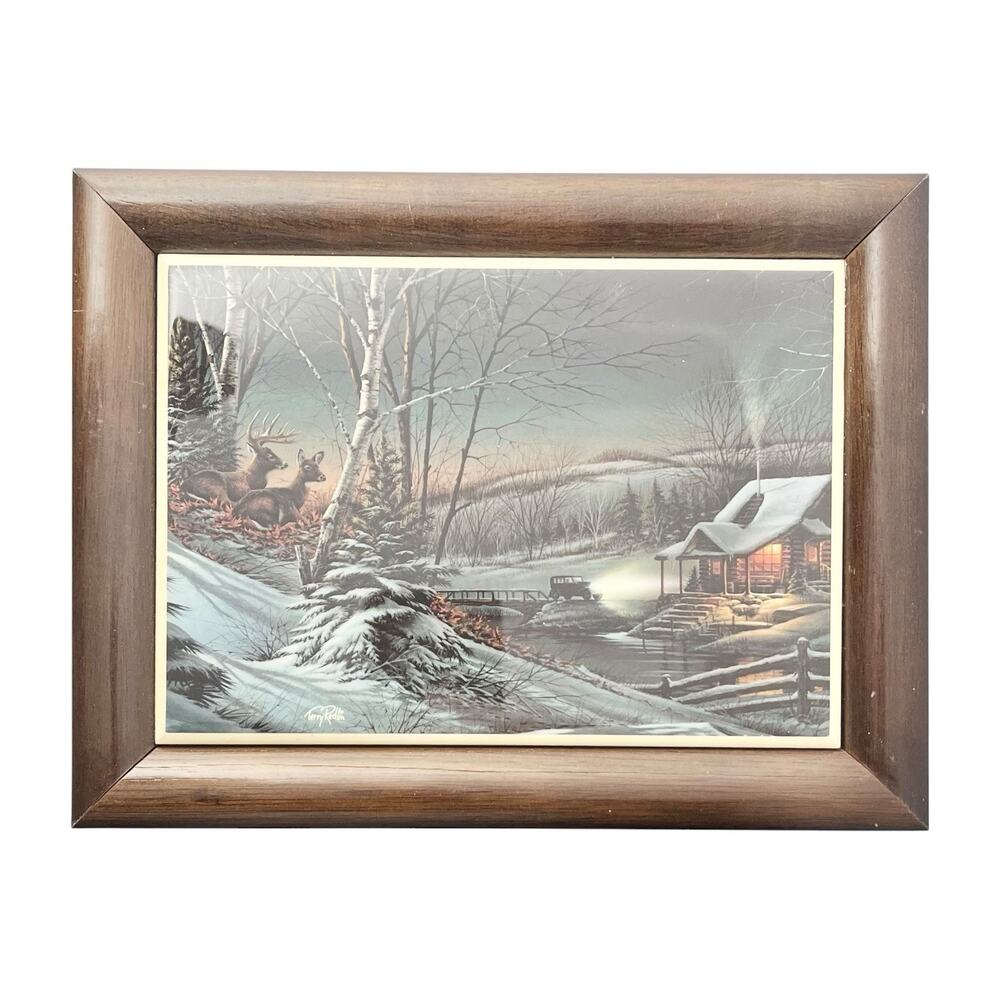 Terry Redlin “Evening with Friends” Small Framed Art Tile Plaque or Trivet 6”X8”